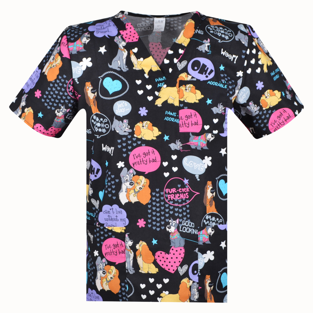 Unisex Medical Scrub  top for men and women with camouflage color print S-6XL