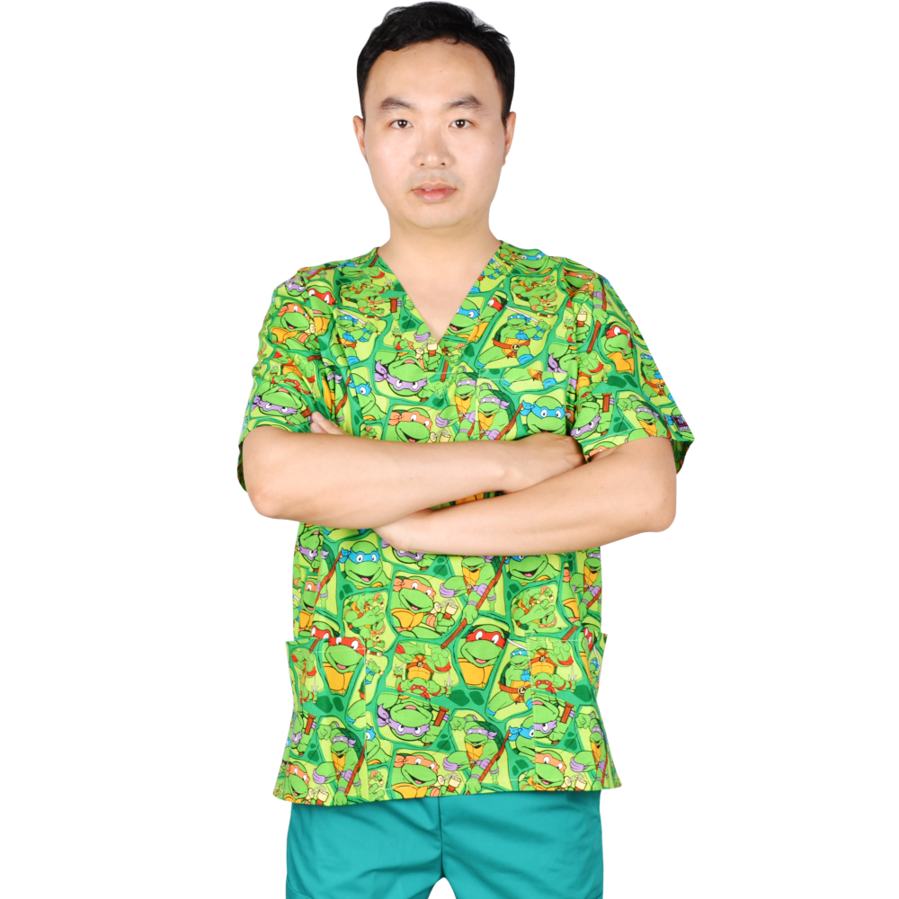 Unisex Medical Scrub  top for men and women with camouflage color print S-6XL