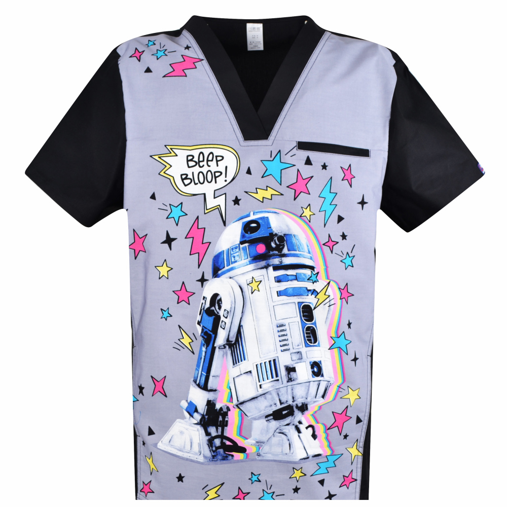 Men Medical Scrub Tops in 100% Cotton ,Cartoon Surgical Uniforms