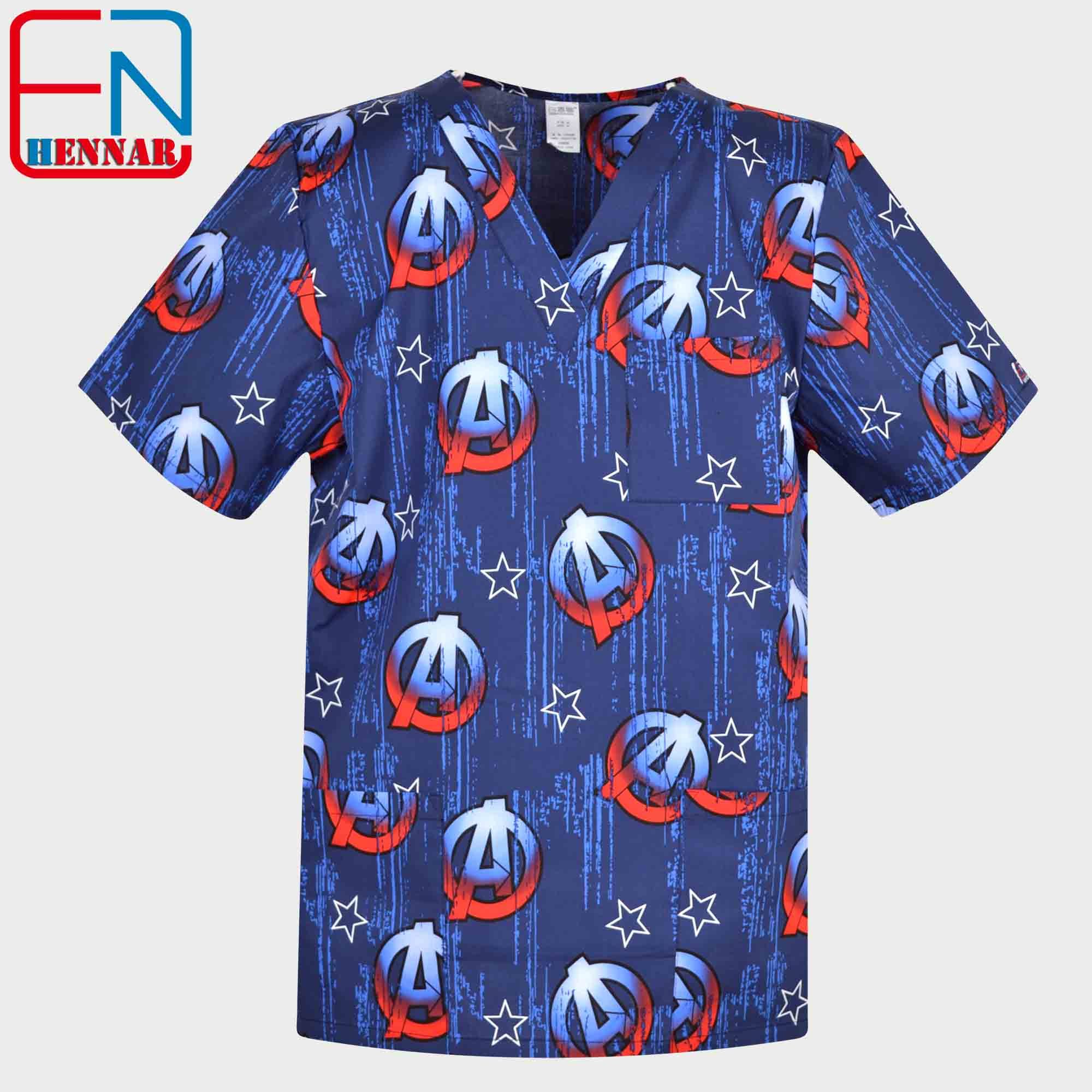 Men Medical Scrub Tops S to 6XL