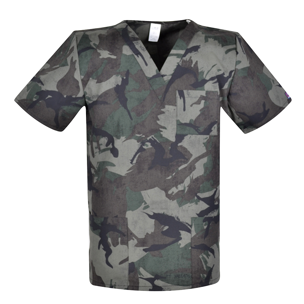 Men Medical Uniforms,Camouflage Colour Scrub Tops in 100% Cotton