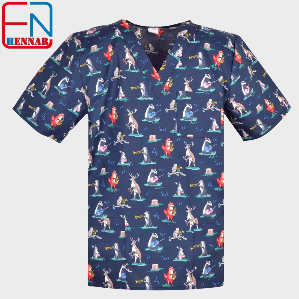 Medical Scrub Tops For Men 100% Cotton S-6XL