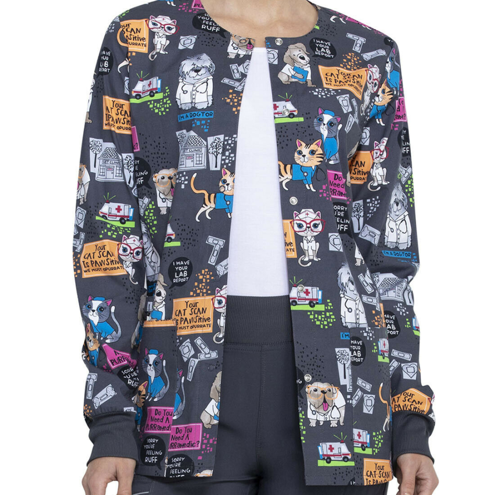 Snap Front Women Medical Scrub Jackets XXS-4XL