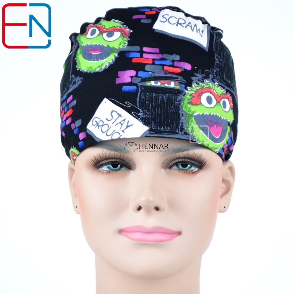 Hennar Medical Scrub Caps in 100% Cotton with Sweatbands,High Quality Cotton Fabric Medical Hats