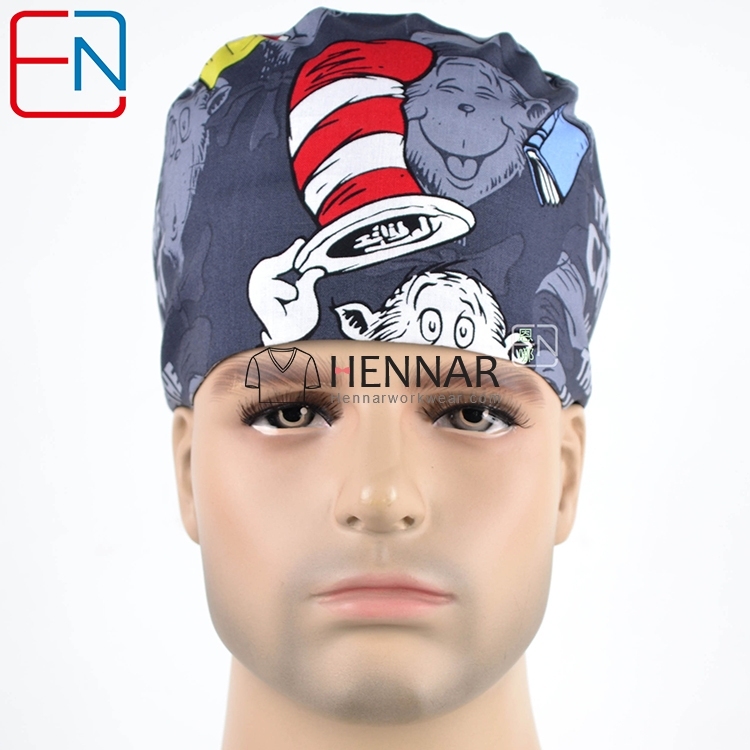 New Surgical Caps Medical Newly Surgical Scrub Caps Mask For Men Women With Sweatband 100% Cotton Medical Caps Printed Unisex
