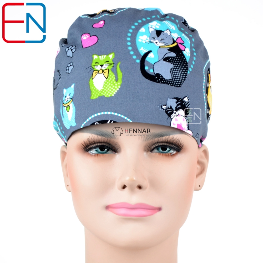Hennar Medical Scrub Caps in 100% Cotton with Sweatbands,High Quality Cotton Fabric Medical Hats