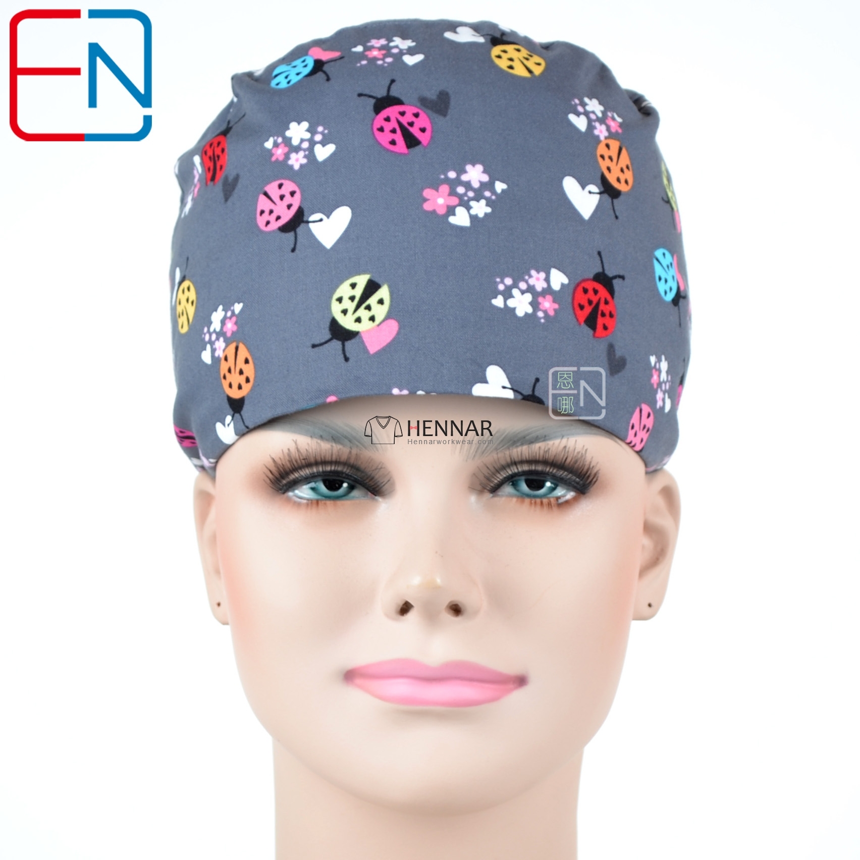 Hennar Medical Scrub Caps in 100% Cotton with Sweatbands,High Quality Cotton Fabric Medical Hats