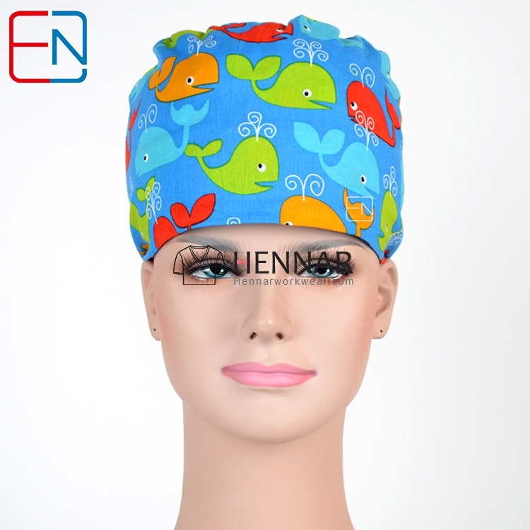 Hennar Medical Scrub Caps in 100% Cotton with Sweatbands,High Quality Cotton Fabric Medical Hats