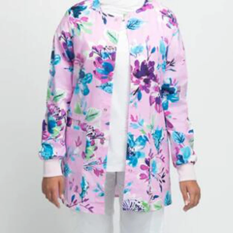 Longer Snap Front Scrub Jacket in 100% Cotton With Brozen Snap