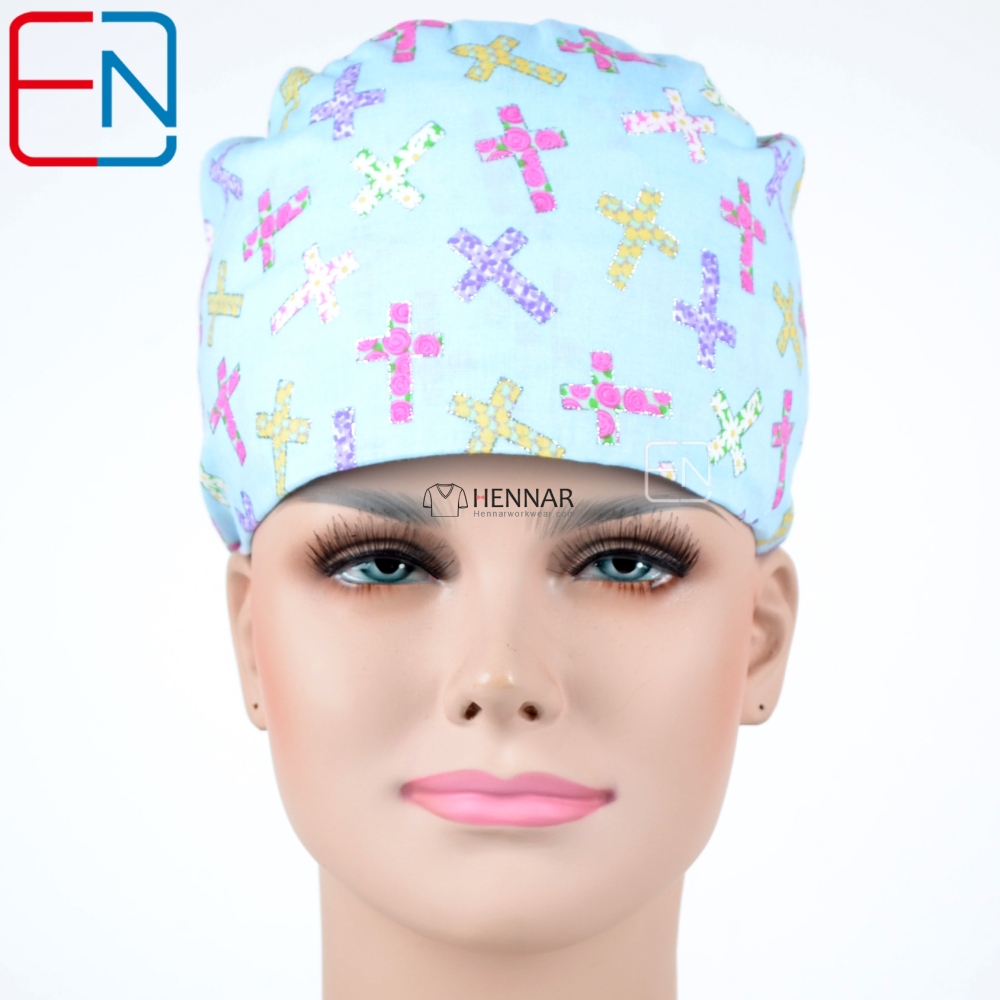 Hennar Medical Scrub Caps in 100% Cotton with Sweatbands,High Quality Cotton Fabric Medical Hats