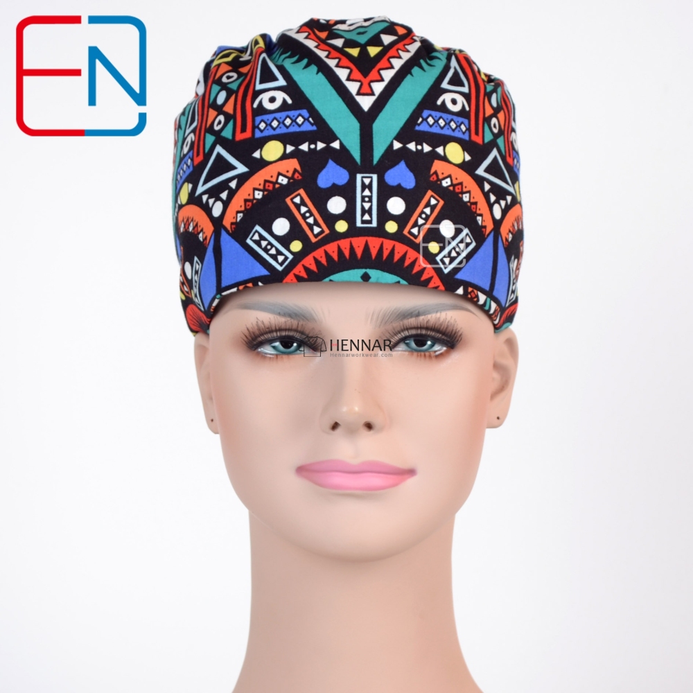 Hennar Medical Scrub Caps in 100% Cotton with Sweatbands,High Quality Cotton Fabric Medical Hats