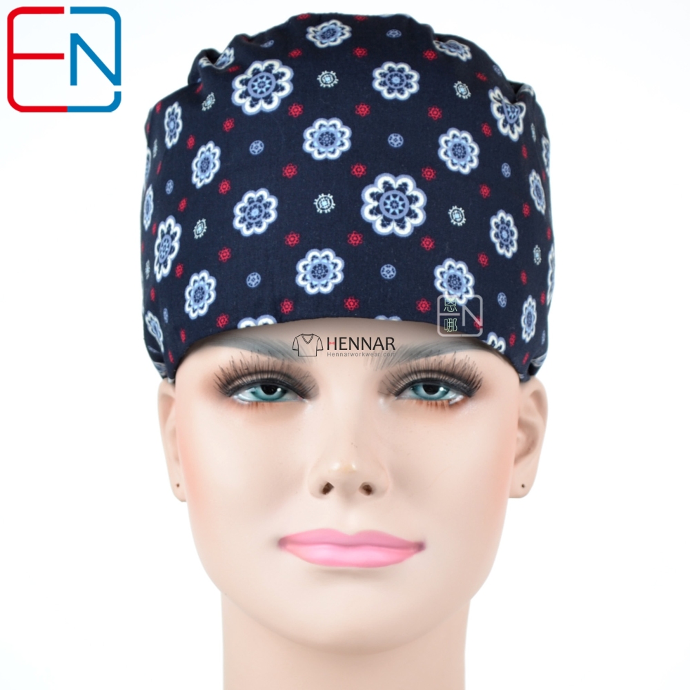 Hennar Medical Scrub Caps in 100% Cotton with Sweatbands,High Quality Cotton Fabric Medical Hats