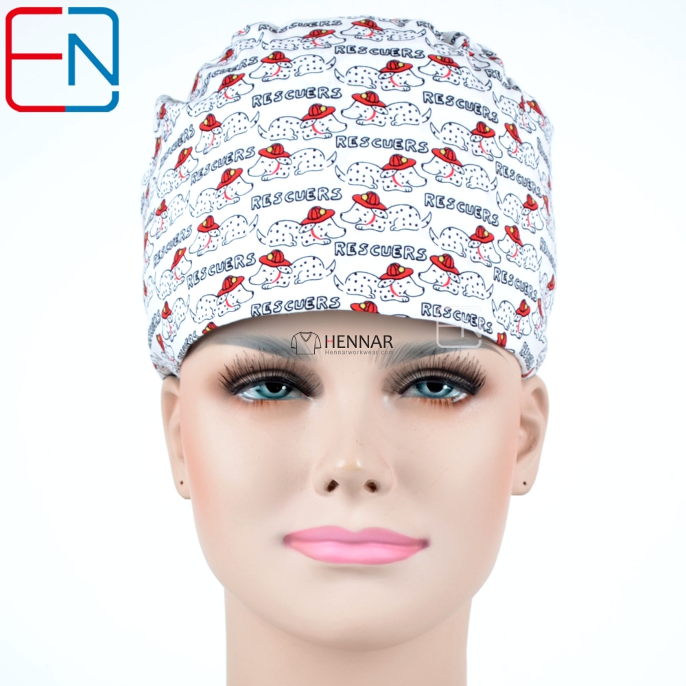 Hennar Medical Scrub Caps in 100% Cotton with Sweatbands,High Quality Cotton Fabric Medical Hats
