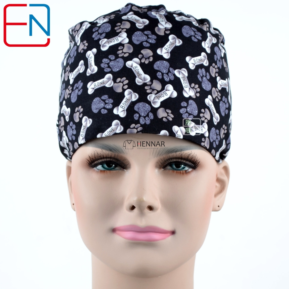 Hennar Medical Scrub Caps in 100% Cotton with Sweatbands,High Quality Cotton Fabric Medical Hats