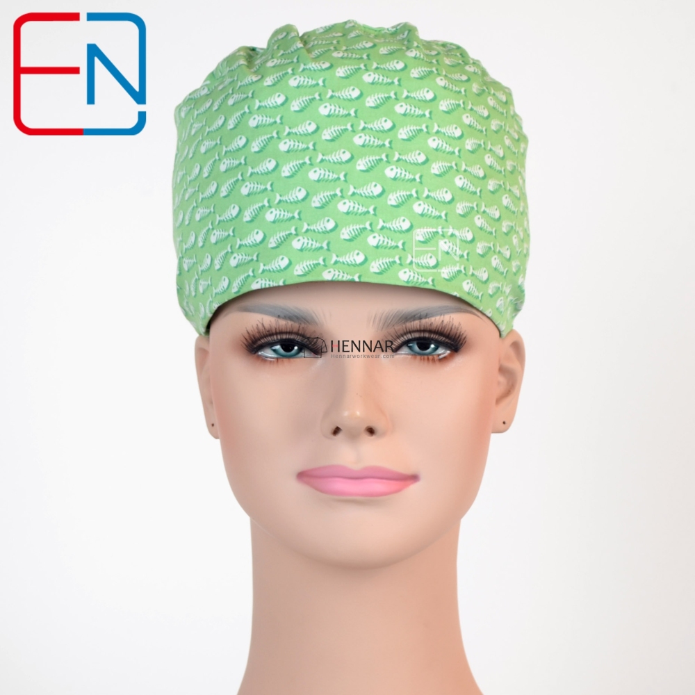 Hennar Medical Scrub Caps in 100% Cotton with Sweatbands,High Quality Cotton Fabric Medical Hats