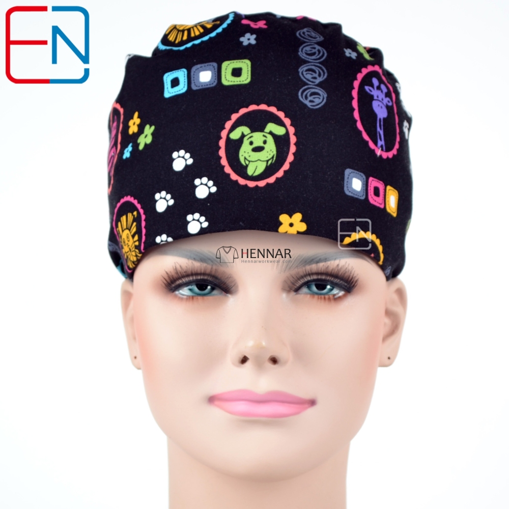 Hennar Medical Scrub Caps in 100% Cotton with Sweatbands,High Quality Cotton Fabric Medical Hats