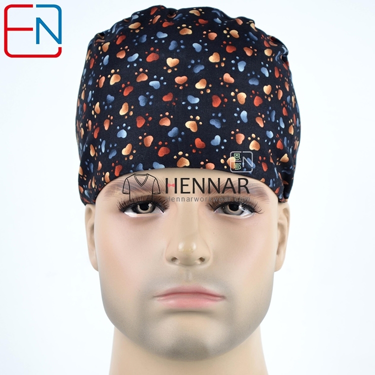 New Surgical Caps Medical Newly Surgical Scrub Caps Mask For Men Women With Sweatband 100% Cotton Medical Caps Printed Unisex
