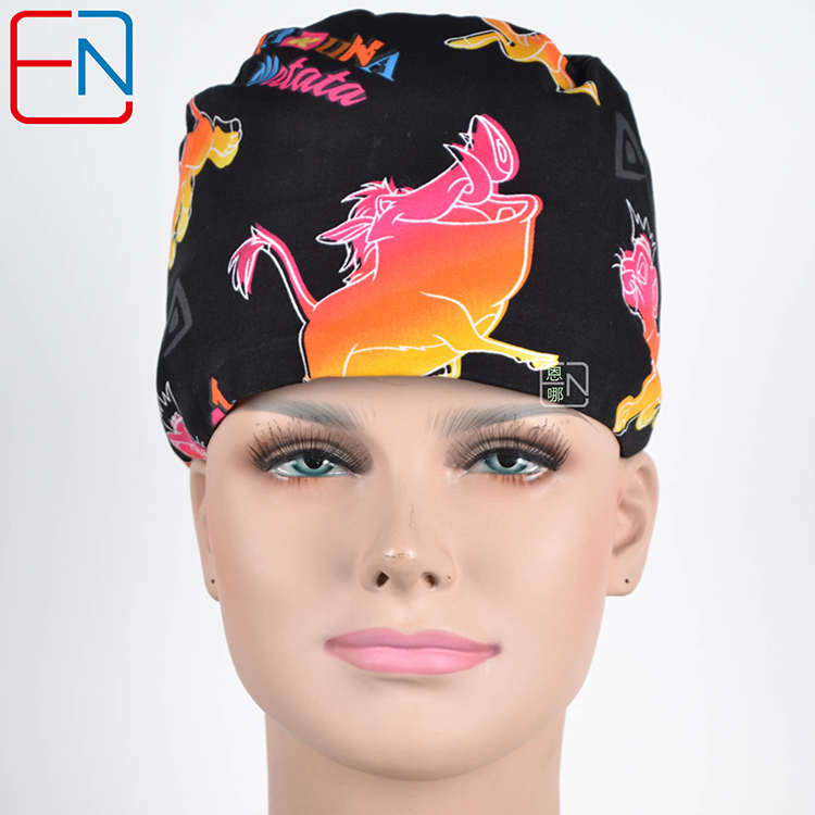 Hennar Medical Scrub Caps in 100% Cotton Two Sizes For Choice S and M ,Cartoon 2