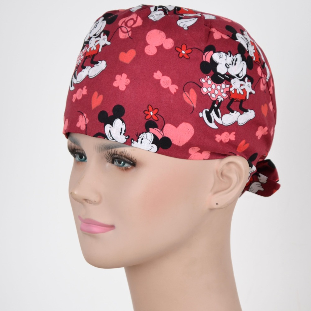 Hennar Medical Scrub Caps for Men and Women in 100% Cotton .Two Sizes For Choice,S and M ,Cartoon 1