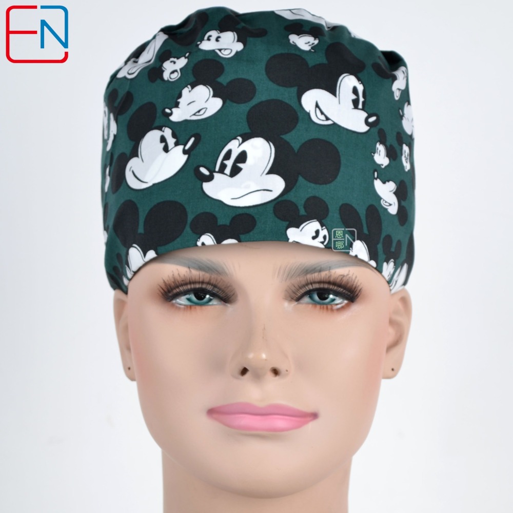 Hennar Medical Scrub Caps for Men and Women in 100% Cotton .Two Sizes For Choice,S and M ,Cartoon 1
