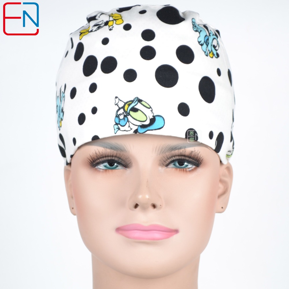 Hennar Medical Scrub Caps for Men and Women in 100% Cotton .Two Sizes For Choice,S and M ,Cartoon 1