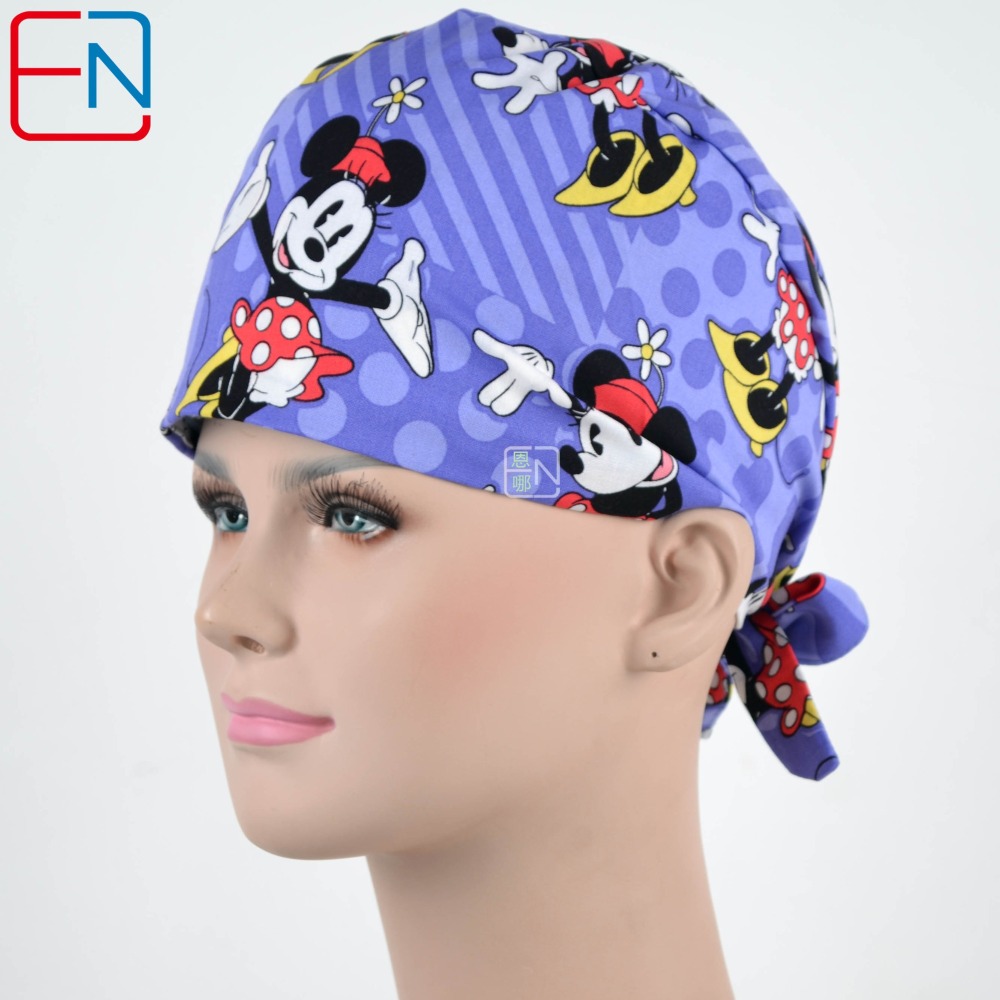 Hennar Medical Scrub Caps for Men and Women in 100% Cotton .Two Sizes For Choice,S and M ,Cartoon 1