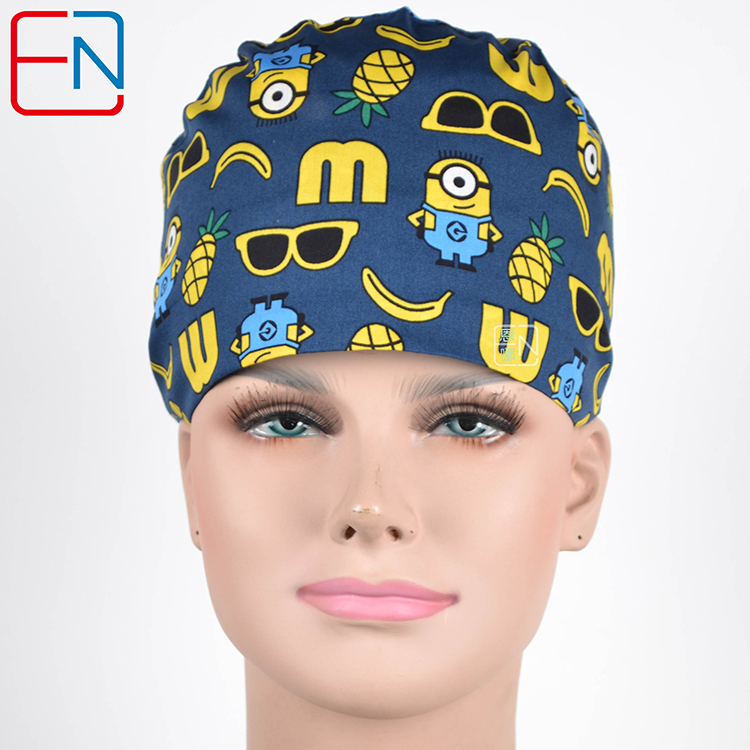 Hennar Medical Scrub Caps in 100% Cotton Two Sizes For Choice S and M ,Cartoon 2