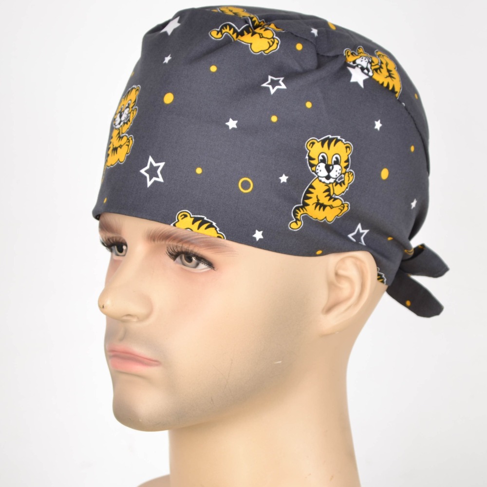 Hennar Unisex Surgical Caps With Sweatbands Two Size For Choice Doggie Cats and Animals 1