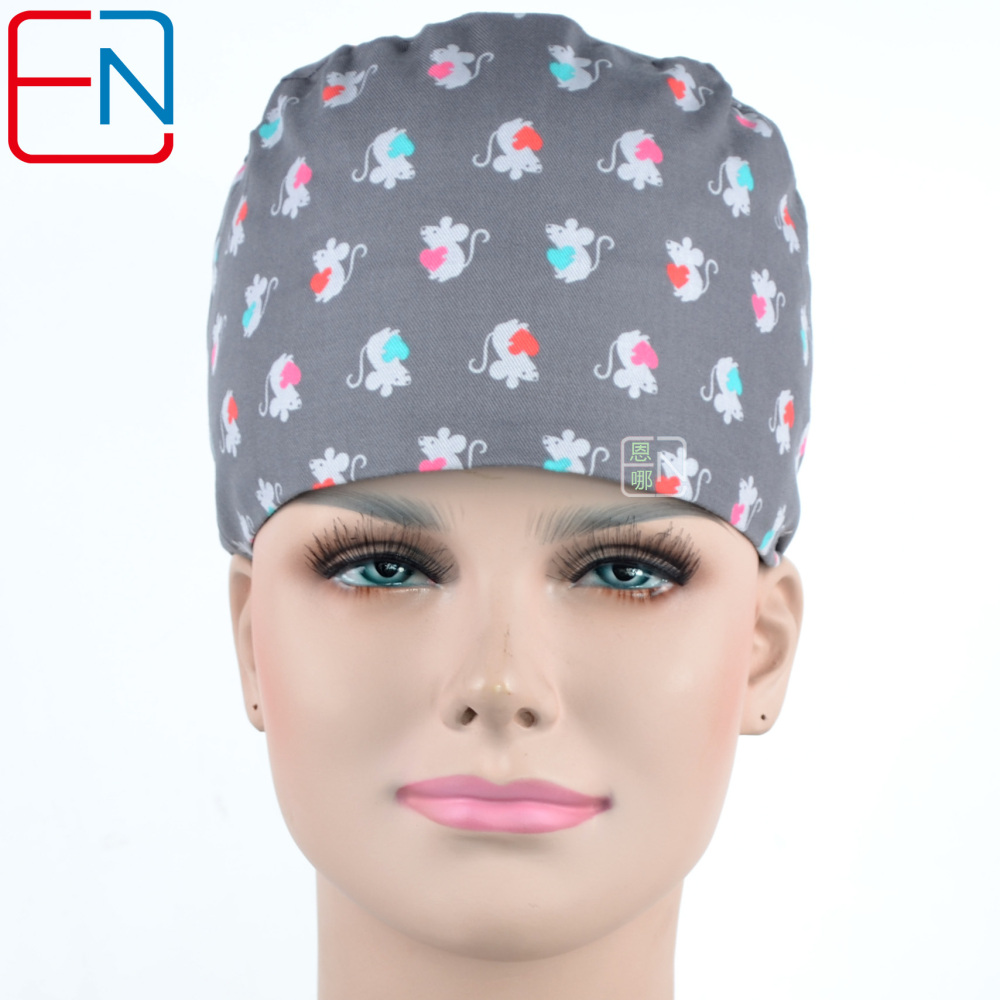 Hennar Unisex Surgical Caps With Sweatbands Two Size For Choice Doggie Cats and Animals 1