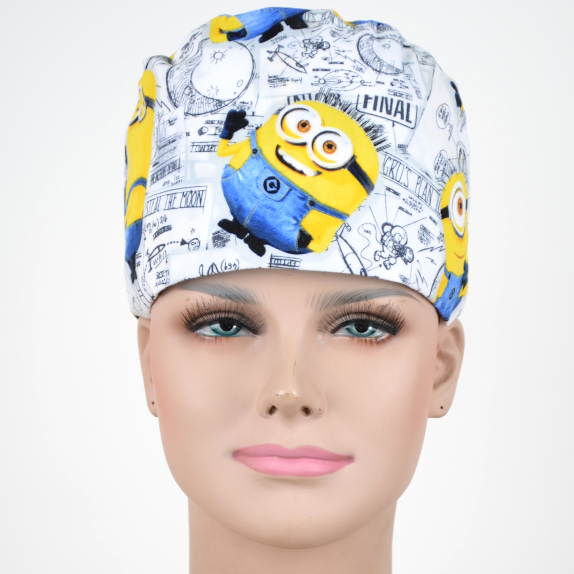 Hennar Medical Scrub Caps in 100% Cotton Two Sizes For Choice S and M ,Cartoon 2