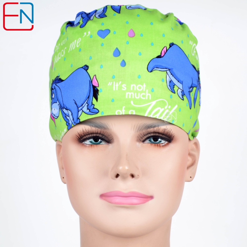 Hennar Medical Scrub Caps for Men and Women in 100% Cotton .Two Sizes For Choice,S and M ,Cartoon 1