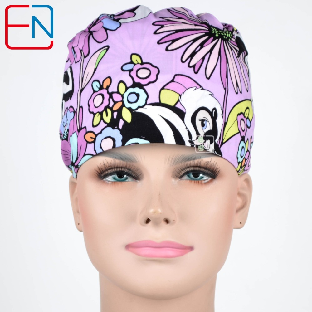 Hennar Unisex Surgical Caps With Sweatbands Two Size For Choice Doggie Cats and Animals 1