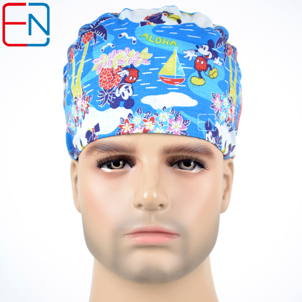 Hennar Medical Scrub Caps for Men and Women in 100% Cotton .Two Sizes For Choice,S and M ,Cartoon 1