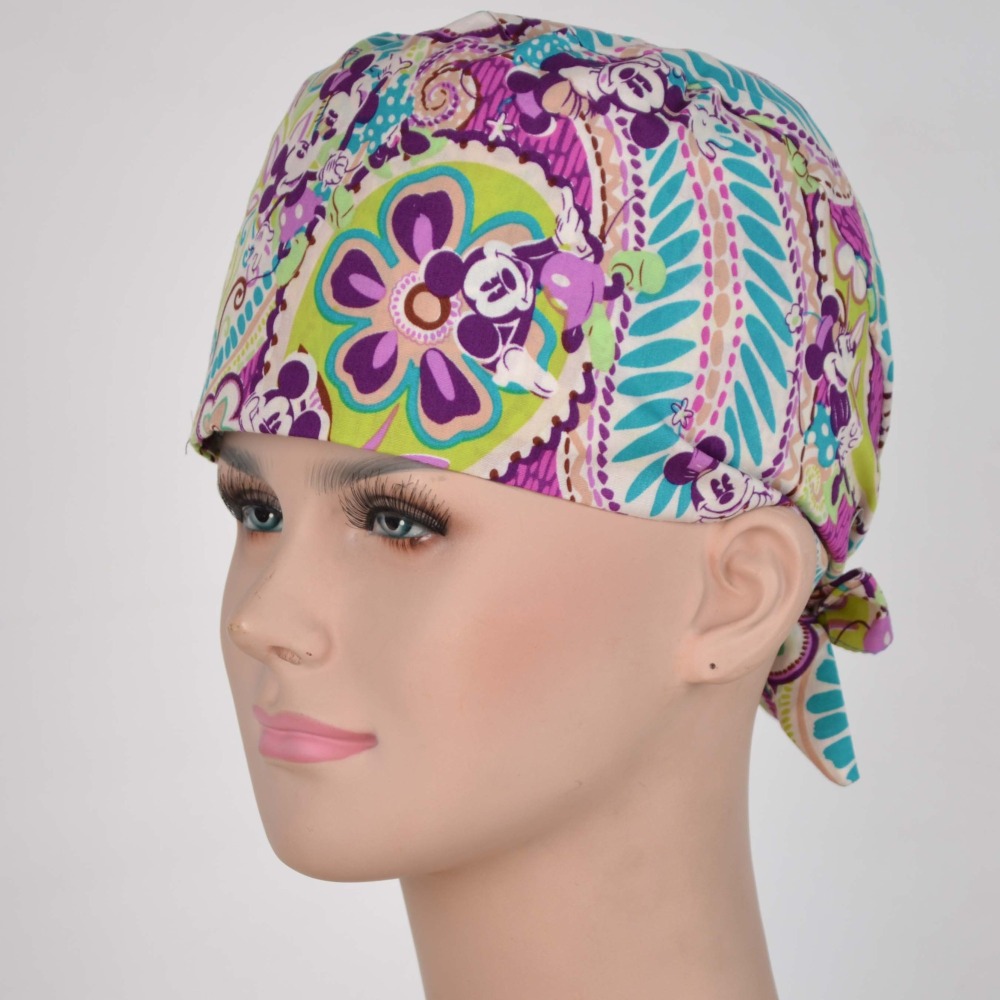 Hennar Medical Scrub Caps for Men and Women in 100% Cotton .Two Sizes For Choice,S and M ,Cartoon 1