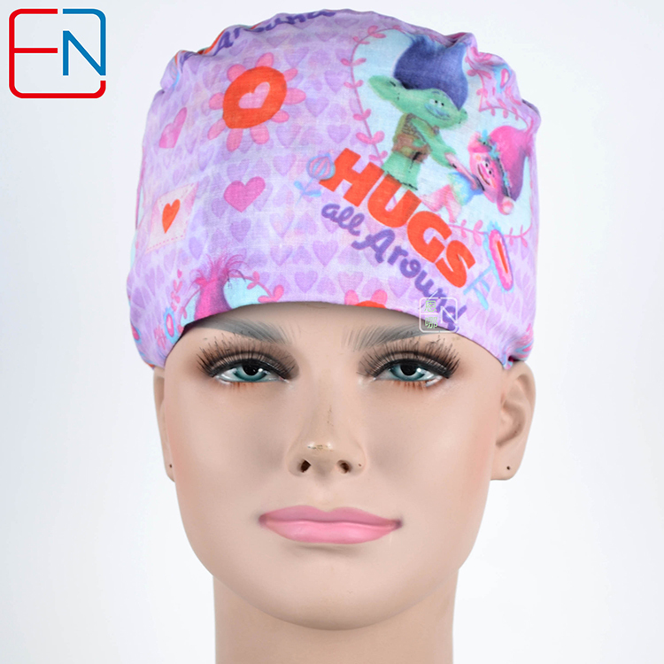 Hennar Medical Scrub Caps in 100% Cotton Two Sizes For Choice S and M ,Cartoon 2