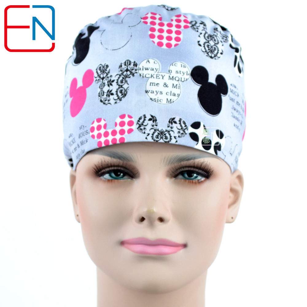 Hennar Medical Scrub Caps for Men and Women in 100% Cotton .Two Sizes For Choice,S and M ,Cartoon 1