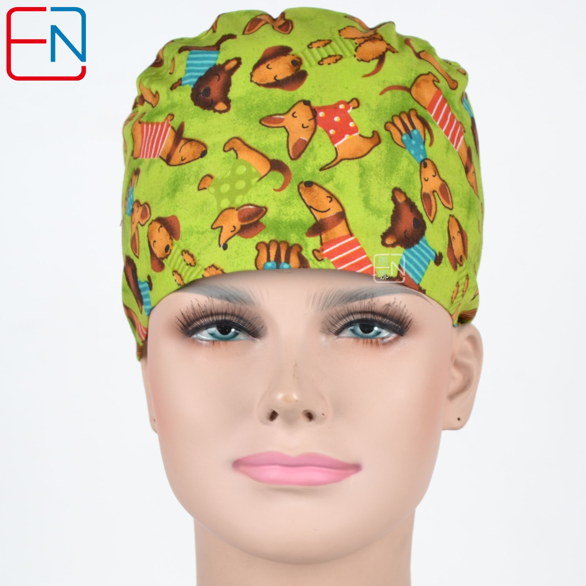 Hennar Unisex Surgical Caps With Sweatbands Two Size For Choice Doggie Cats and Animals 1