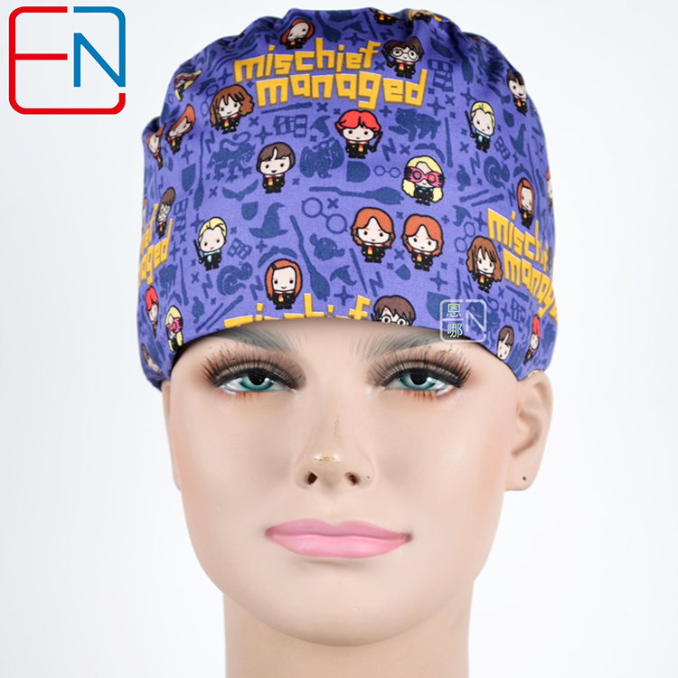 Hennar Medical Scrub Caps in 100% Cotton Two Sizes For Choice S and M ,Cartoon 2