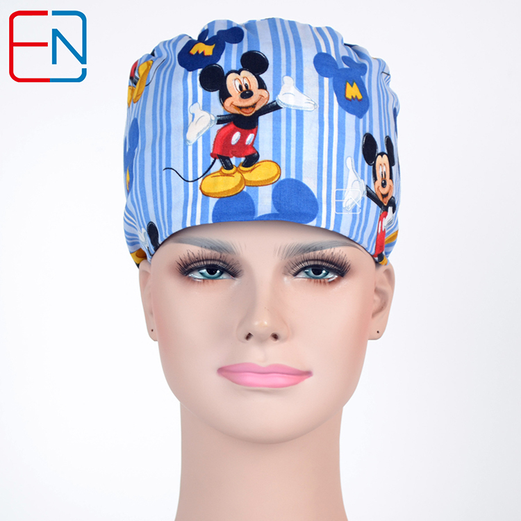Hennar Medical Scrub Caps for Men and Women in 100% Cotton .Two Sizes For Choice,S and M ,Cartoon 1