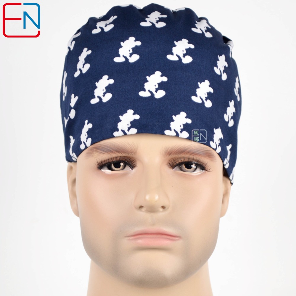 Hennar Medical Scrub Caps for Men and Women in 100% Cotton .Two Sizes For Choice,S and M ,Cartoon 1