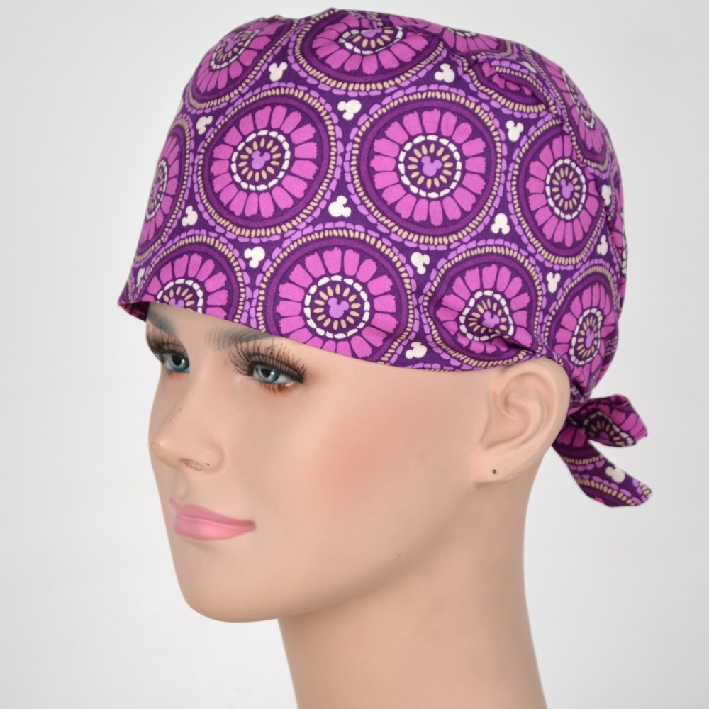 Hennar Medical Scrub Caps for Men and Women in 100% Cotton .Two Sizes For Choice,S and M ,Cartoon 1