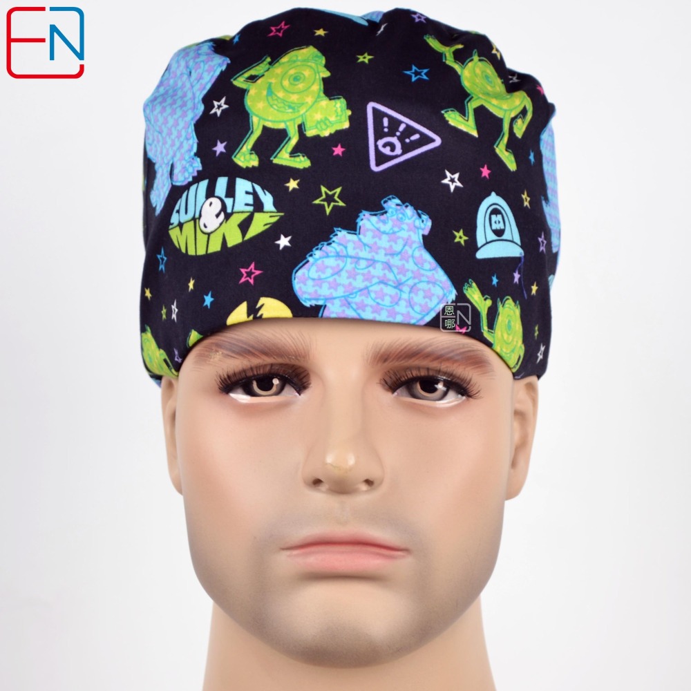 Hennar Medical Scrub Caps in 100% Cotton Two Sizes For Choice S and M ,Cartoon 2
