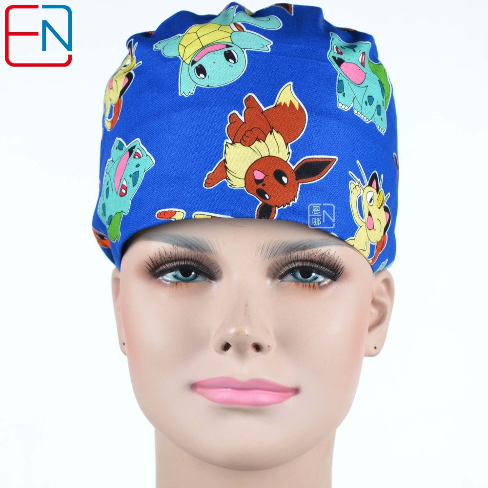 Hennar Medical Scrub Caps for Men and Women in 100% Cotton .Two Sizes For Choice,S and M ,Cartoon 1