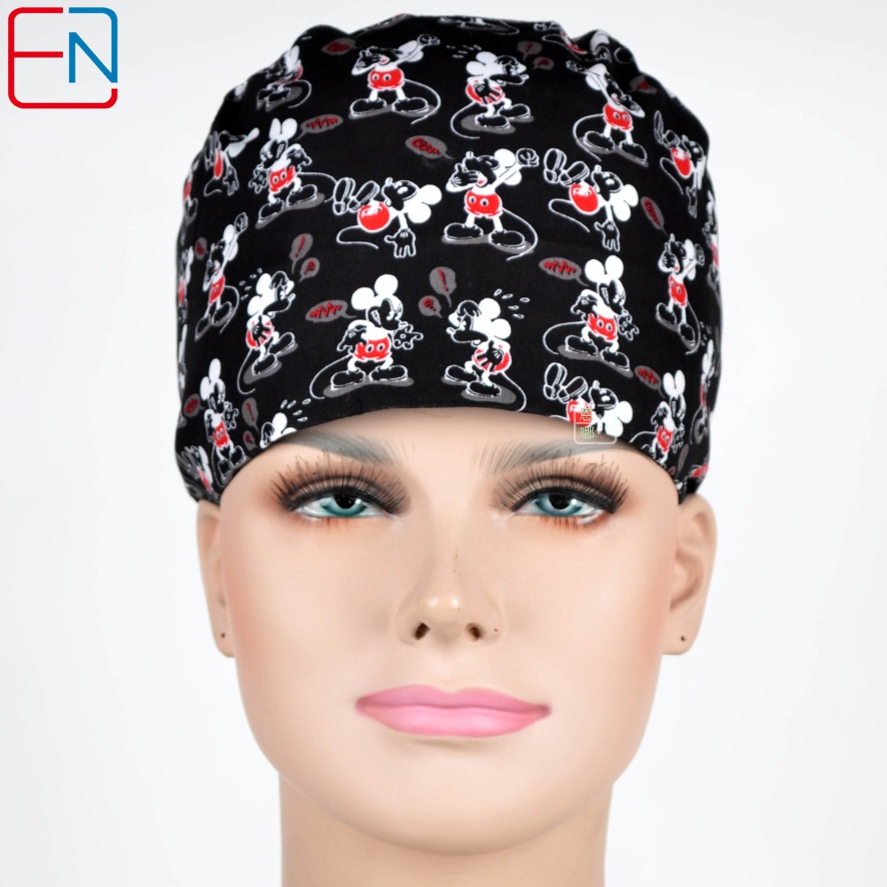 Hennar Medical Scrub Caps for Men and Women in 100% Cotton .Two Sizes For Choice,S and M ,Cartoon 1