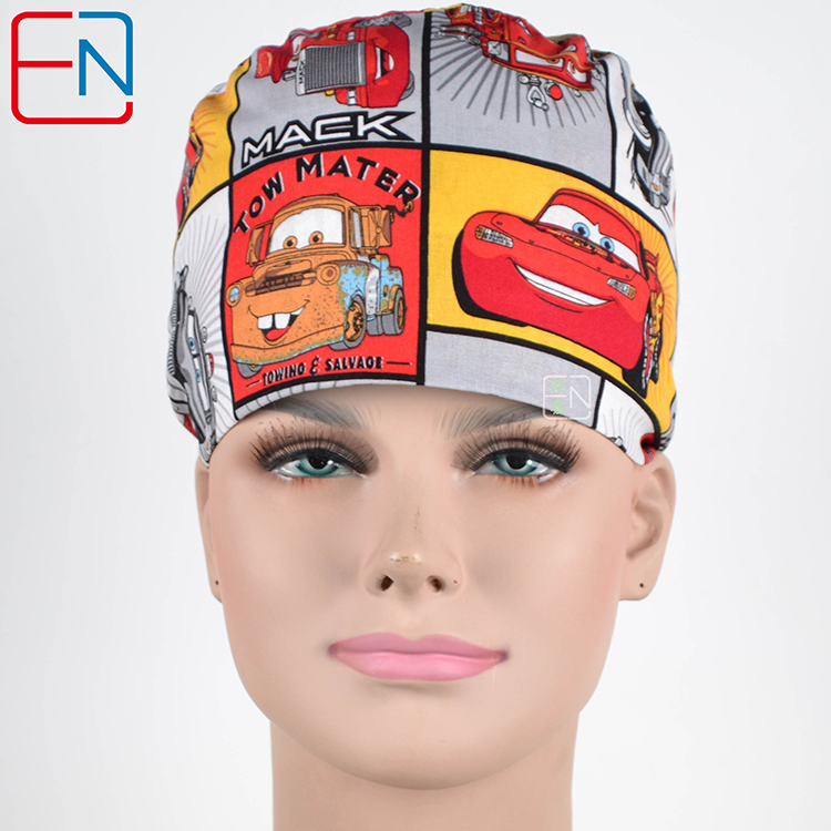 Hennar Medical Scrub Caps in 100% Cotton Two Sizes For Choice S and M ,Cartoon 2