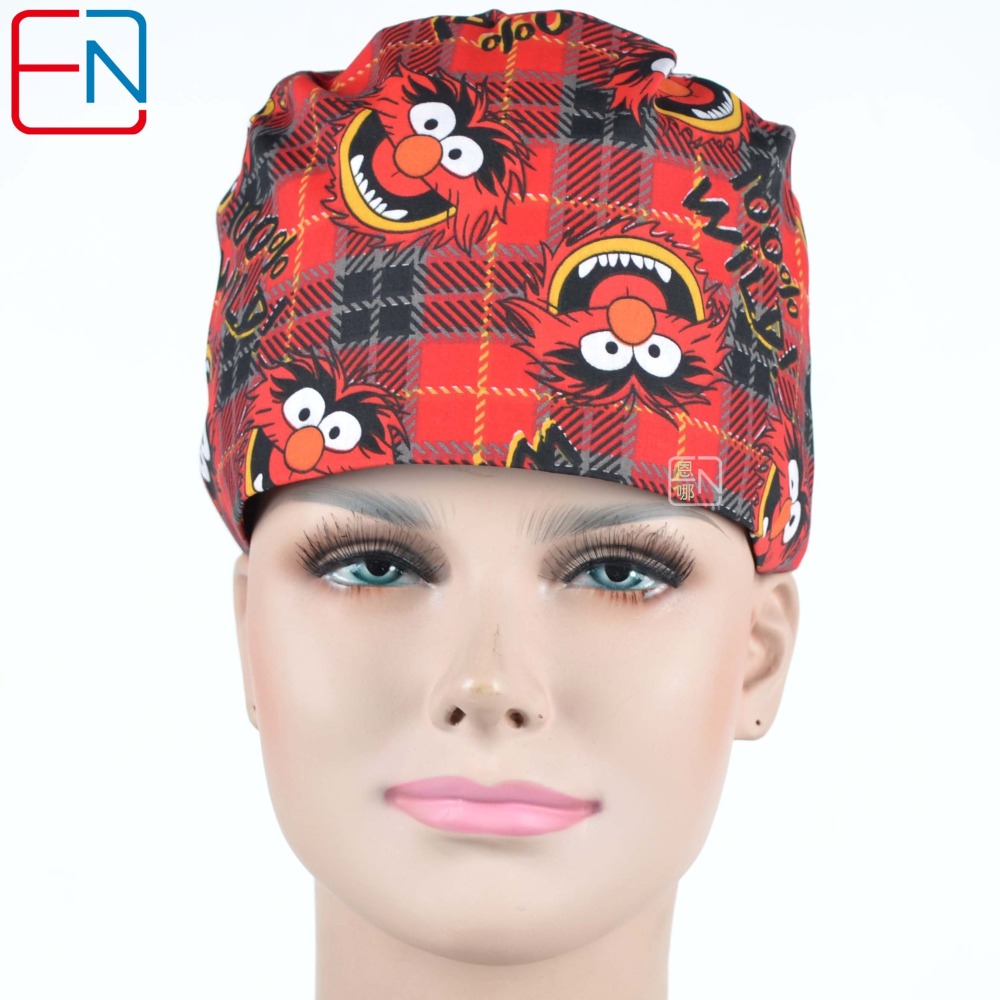 Hennar Medical Scrub Caps for Men and Women in 100% Cotton .Two Sizes For Choice,S and M ,Cartoon 1