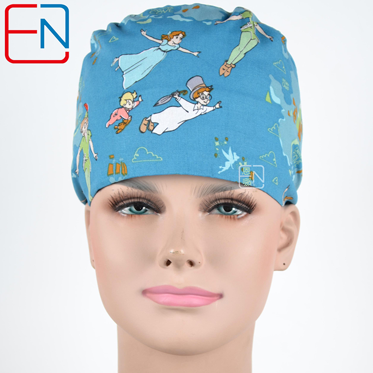 Hennar Medical Scrub Caps in 100% Cotton Two Sizes For Choice S and M ,Cartoon 2