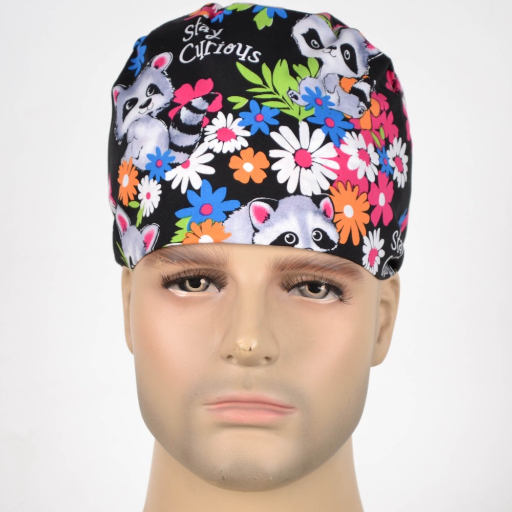 Hennar Medical Scrub Caps in 100% Cotton S and M Two Sizes For Choice Cat and Dogs Animals 2
