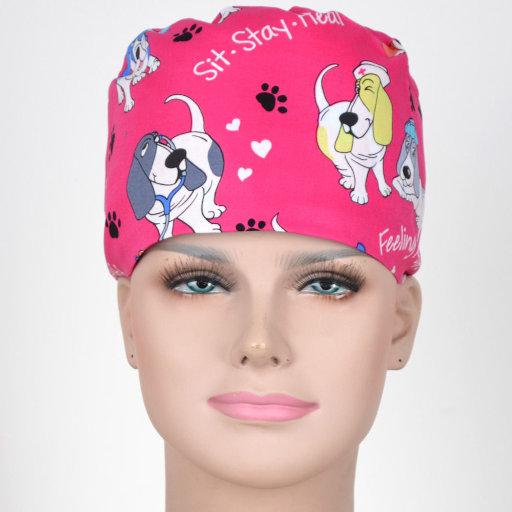 Hennar Medical Scrub Caps in 100% Cotton S and M Two Sizes For Choice Cat and Dogs Animals 2