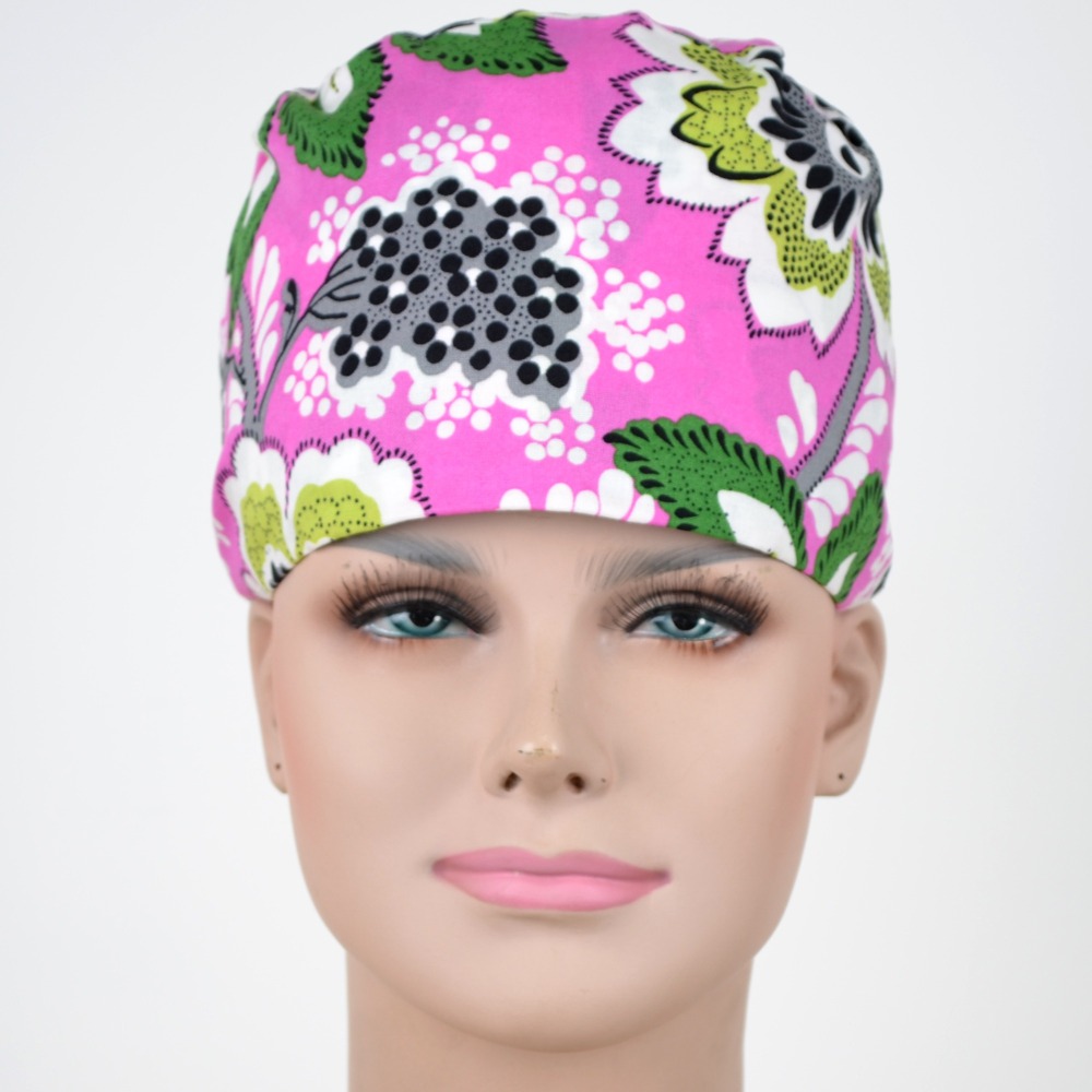 Hennar Medical Scrub Caps in 100% Cotton With Sweatband Two Sizes For Choice Paisley Pattern